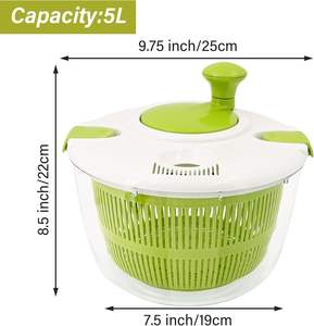 Essoreuse à salade manuelle avec couvercle sécurisé et poignée rotative pour laver et égoutter les légumes et la laitue - Product Image 2