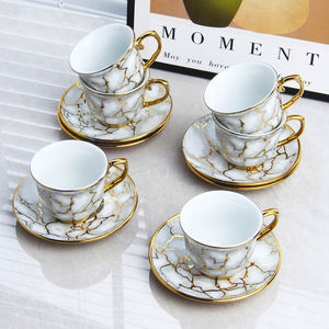Tasse à Café et Soucoupe Céramique Style Arabe Bords Dorés Service à Café et Thé en Porcelaine Coffret Cadeau - Product Image 6