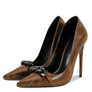 Escarpins rétro pour femme à talon aiguille, grande taille 47, avec chaîne décorative, pour pieds larges, idéaux pour les soirées - Product Image 4