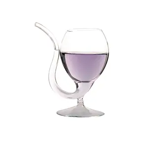 Haute borosilicate vampire verre à vin rouge avec tube à boire paille