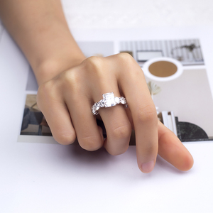 Messi Jewelry MSR-1530 <b>14K</b> White <b>Gold</b> Cushion Diamond <b>Ring</b> For Women - Product Image 5