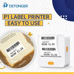 DETONGER P1 Inkless Thermal Label Printer 20-58mm Color Label Barcode QR Code Price Tag Printer Machine