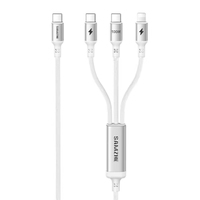 Cable de Datos SAMZHE 3 en 1, Blanco, Trenzado de Nailon, 1.5m, Tipo-C, Carga Rápida PD100W 5A, Cobre Puro, para Computadora y Auriculares