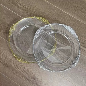 环保透明装饰圆板烫印主椅子婚礼酒店派对餐盘 - Product Image 2