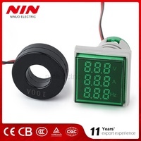 Voltmeter AC 3 In 1 Panel Layar Led, Pengukur Frekuensi Voltase Ammeter Lampu LED