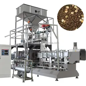 Animal Pet Food Production Line twin screw extruder automatic dry kibble pet food extruder