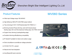 강력한 호환성 60w 디 밍이 가능한 Led 전원 공급 장치 24v PWM 후행/리딩 에지 출력 50000hrs 수명 - Product Image 5