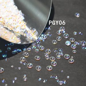 ลูกปัดไข่มุกออโรร่าแฟนตาซีเครื่องประดับเล็บนางเงือกขนาดผสมแบนอุปกรณ์ตกแต่งเล็บเรซิน - Product Image 1