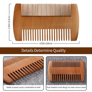Factory Wholesale OEM Simple Design Home Pocket Natural Wood Black Men's Beard Hair Comb With Logo