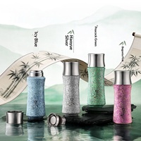 Botol Titanium Drop Water, Cangkir Titanium Murni, Flask Vakum Titanium, Tutup Magnetik Buka Cepat, Desain Elegan dengan Seksi Bambu, Hadiah Bisnis
