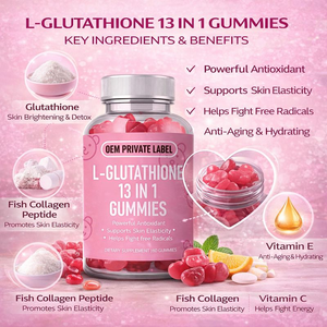 OEM Label pribadi l-glutathione 13 in 1 Gummies dengan kolagen <span class=keywords><strong>Vitamin</strong></span> C <span class=keywords><strong>Vitamin</strong></span> E suplemen makanan dukungan antioksidan - Product Image 3