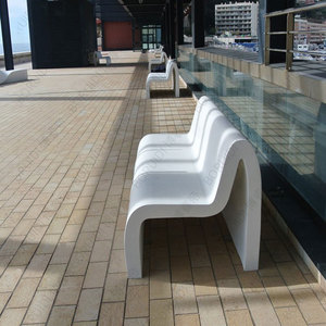 Fiberglass Outdoor <b>Bench</b> <b>2</b> <b>Seater</b> Contemporary Design Durable Park Patio Furniture - Product Image 2