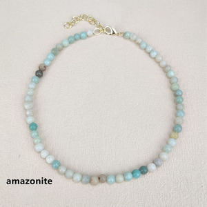 Collier artisanal <span class=keywords><strong>en</strong></span> pierres semi-précieuses, cristal d'amour et de guérison, jade agate, perles rondes lisses de 6 mm - Product Image 3