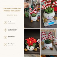 Chaussette de Noël en crochet faite à la main avec Père Noël, rennes, poinsettia et canne à sucre pour mini décoration de table de fêtes