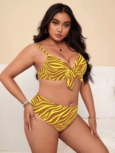 Stock <span class=keywords><strong>de</strong></span> maillots <span class=keywords><strong>de</strong></span> <span class=keywords><strong>bain</strong></span> bikini <span class=keywords><strong>deux</strong></span> pièces imprimés à rayures taille haute sexy grande taille en 3 couleurs, taille 4XL - Product Image 2
