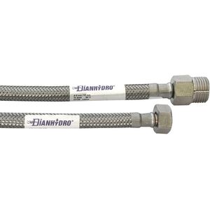 Tuyau flexible moderne en acier inoxydable et laiton de 50 cm, raccord MF 1/2 x 1/2, finition chromée pour toilettes et douches de salle de bain - Product Image 1