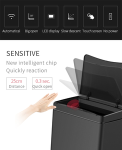 <span class=keywords><strong>Poubelle</strong></span> commerciale à capteur 50L, acier inoxydable noir, <span class=keywords><strong>poubelle</strong></span> intelligente anti-empreintes digitales pour produits de maison intelligents modernes - Product Image 2