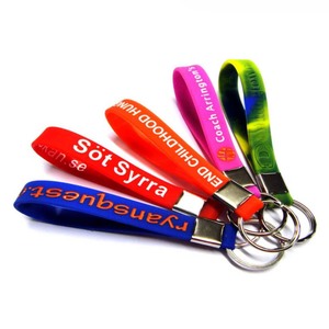 Bán buôn biểu tượng tùy chỉnh tái chế Silicone Vòng đeo tay Keychain thân thiện với môi cao su dây đeo cổ tay hoạt hình phong cách chống mất chủ chốt - Product Image 6