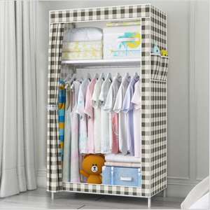 Novo simples móveis para casa não-tecido de tecido, tubo de aço, pendurado, roupas, armário, roupeiro - Product Image 3