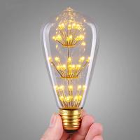 Nouvelle Ampoule LED Effet Feu d'Artifice à Filament Edison Haute Luminosité 2026, Culot B22 A19 G125, Solaire 2200K, Globe, Conforme ROHS EMC FCC E26/E27 ETL