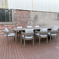 Ensemble de table à manger d'extérieur Hangkai personnalisable, moderne, durable, avec cadre en alliage d'aluminium thermolaqué, pour jardin et hôtel/villa