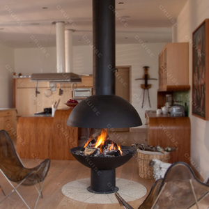 CRUCERO 700mm Diseño moderno Instalación suspendida Estufa de carbón electrónica <span class=keywords><strong>Chimenea</strong></span> Vista <span class=keywords><strong>panorámica</strong></span> de llama de 360 ° para hoteles - Product Image 2