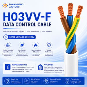 Câble d'alimentation multiconducteur flexible isolé PVC H03VV-F 300/300V, classe 5, conducteur en cuivre toronné pour appareils électroménagers et bâtiments - Product Image 1