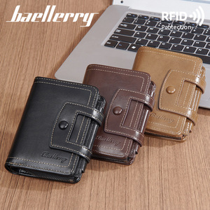 Baelerry Men's Tri-Fold <b>Wallet</b> RFID Protection Black Leather Coin Purse Multi-Card <b>Holder</b> Everyday Use - Product Image 4