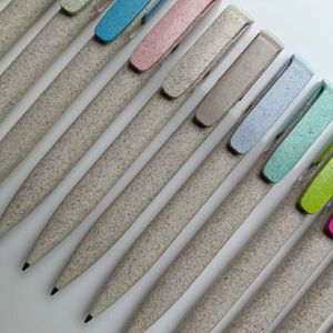 Eco-Friendly Wheat Straw Ballpoint Pens Custom Logo Sports Body Biodegradable Plastic Material Promotional 1.0mm - Product Image 5