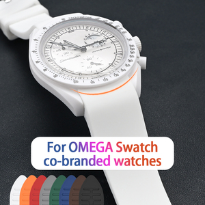 Nuevo diseño de correa de reloj de silicona de goma arqueada para <span class=keywords><strong>Omega</strong></span> <span class=keywords><strong>Swatch</strong></span> 1965 Series 20mm correa de reloj de goma deportiva de lujo - Product Image 4