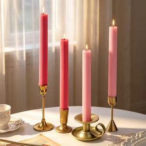 Nordic Style 27cm Vertical Striped Colored Long Stick Smokeless Wedding <b>Candles</b> Holiday Table Atmosphere Decoration - Product Image 3