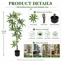 Arbre artificiel Schefflera hyper-réaliste en PE, 120 cm, ignifuge anti-UV, écologique, pour aménagement paysager de luxe, Pâques, anniversaire