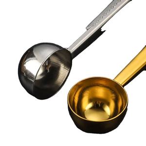 High Custom Logo Stainless Steel Coffee Scoop Kitchen Tools Milk Powder Measuring Scoop Spoon with <b>Bag</b> <b>Clip</b> High Custom Logo - Product Image 1