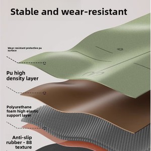 Tapis de yoga transfrontalier mat sans odeur en fibres de coco PU haute densité, léger, élargi, antidérapant, résistant à l'usure, motif feuille - Product Image 4