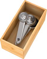 Organisateur de rangement multifonctionnel rectangulaire en bambou artisanal moderne - Grande capacité pour les ustensiles de cuisine et les fournitures de bureau