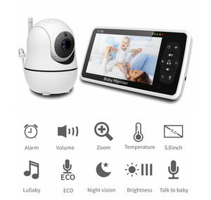 Moniteur Bébé Sans Fil en Promotion 5'' HD 720P avec 4 Caméras, Rotation Panoramique et Inclinaison, Audio Bidirectionnel, Vision Nocturne, Détection de Mouvement et Berceuses - Product Image 2
