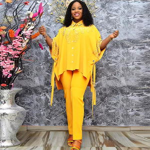 Ensemble deux pièces chemise et pantalon crayon pour <span class=keywords><strong>femme</strong></span>, style OL africain, grande taille, style européen et américain, pour le commerce extérieur - Product Image 3