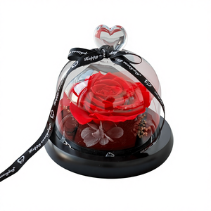 Rosa Stabilizzata Artigianale Sotto Cupola di Vetro, Ornamento Creativo per Regali all'Ingrosso, Ideale per San Valentino e Festa della Mamma - Product Image 1