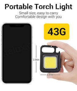 ไฟฉายพกพาขนาดเล็ก 500 ลูเมน สำหรับใช้งานกลางแจ้ง ชาร์จไฟได้ กันน้ำ ใช้กับพวงกุญแจ มีแม่เหล็ก ใช้สำหรับตรวจสอบ แคมป์ปิ้ง และทำงาน ใช้หลอดไฟ COB LED - Product Image 3