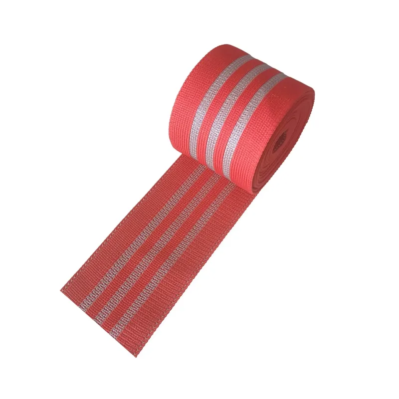 Gebreide Elastische Band Rood En Zilver Kleur Elastische Riem Geweven Stretch Gestreepte Antislip Elastische Band