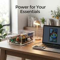 Kit Station d'Énergie Solaire DIY 500W MPPT/PWM avec Onduleur à Onde Sinusoïdale Pure, Double Prises CA et Interrupteur de Sécurité Principal pour Usage Professionnel et Domestique
