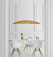 Lustre suspendu linéaire en laiton de luxe, style nordique américain moderne, vintage, LED, pour restaurant, îlot de cuisine