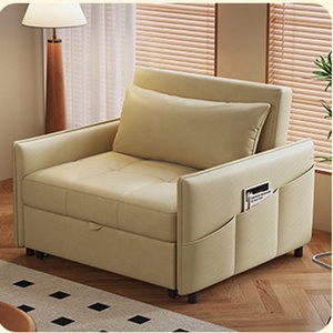Canapé-lit simple moderne en promotion avec poche <span class=keywords><strong>de</strong></span> rangement, en cuir anti-rayures, convertible pour petits espaces, appartement, salon - Product Image 1