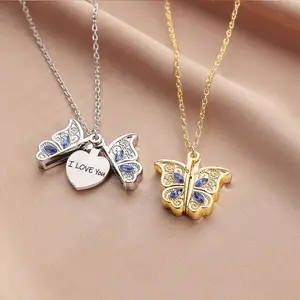 2023 Trendy Cute Animal Butterfly I Love You Jewelry For Women Pendants Necklaces