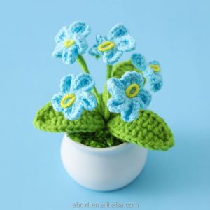 Plantes en pot personnalisées en crochet tricoté, fleurs de myosotis, décorations murales pour fêtes, mariages, Halloween, Noël, remise de diplômes - Product Image 6