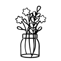 MR Minimalisme Métal Fleur Mur Art Noir Fil Fleur Mur Sculpture Art Déco pour Maison Mur Décor Suspendu Métal Artisanat