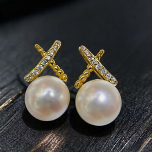 อุปกรณ์ทำเครื่องประดับมุก DIY 22872 ถาดเปล่าสำหรับต่างหูเงินแท้ S925 พร้อมลูกปัดทรงกลมแบนขนาด 7-9 มม. เครื่องประดับสีทองและสีเงินสำหรับต่างหู - Product Image 2
