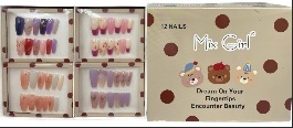 Mix Girl Faux Ongles à Coller en Acrylique Forme Cercueil Longueur Moyenne 24 pièces avec Colle Motif Dessin Animé Mignon pour les Boutons des Doigts - Product Image 3
