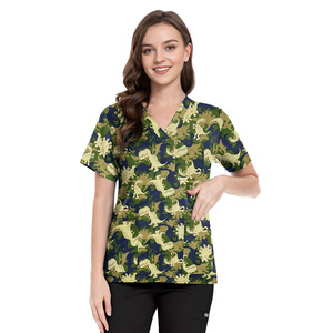Blouses d'infirmière en coton à imprimé animaux de dessin animé pour clinique vétérinaire, hôpital, dentisterie, uniformes médicaux et chirurgicaux - Product Image 2