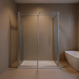 Mampara de Ducha Corredera Individual de 48W x 76H con Marco Cromado, Vidrio Templado de 6mm, Diseño Rectangular Contemporáneo - Product Image 2